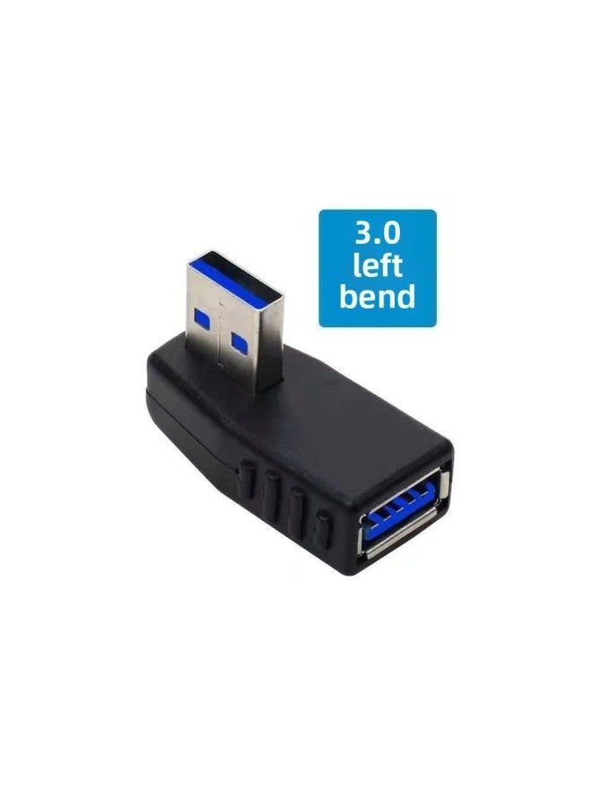 ELbow Usb MaLe To FemaLe Adapter Computer Car 90-degree Right AngLe L-shaped Side-bent Socket Converter 3.0 Extension-Color:Blue Left Bend  - Image 5