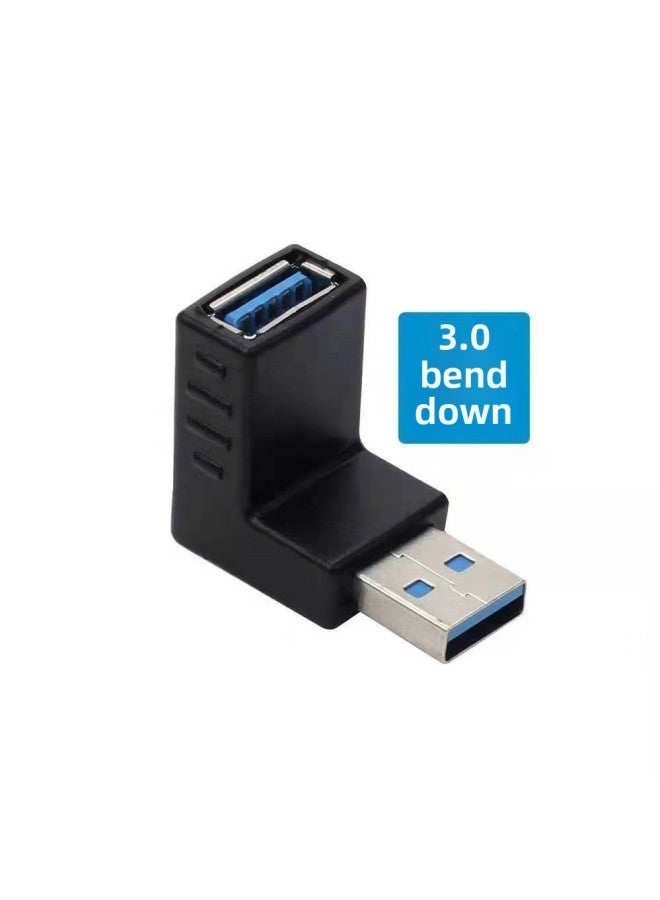 ELbow Usb MaLe To FemaLe Adapter Computer Car 90-degree Right AngLe L-shaped Side-bent Socket Converter 3.0 Extension-Color:Blue Left Bend  - Image 3