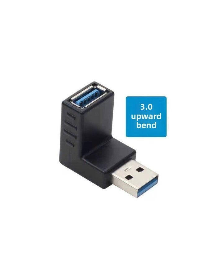 ELbow Usb MaLe To FemaLe Adapter Computer Car 90-degree Right AngLe L-shaped Side-bent Socket Converter 3.0 Extension-Color:Blue Left Bend  - Image 2