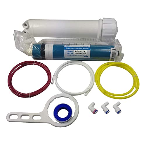 Huining Reverse Osmosis Membrane 50GPD-1812/2012 RO Membrane Housing Kit with 1/4 Quick Connector,Check valve,Water Pipe,Wrench Whole Set for Residential Household Hospital Water Filtration System - Image 1