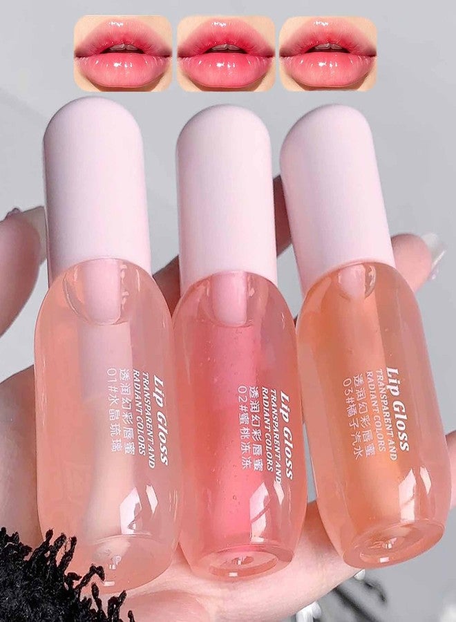 KTouler 3Pcs Clear Tinted Lip Gloss Set,Plumping Pink Lip Gloss for Women,Hydrating Long Lasting Glossy Lip Gloss Base - Image 1