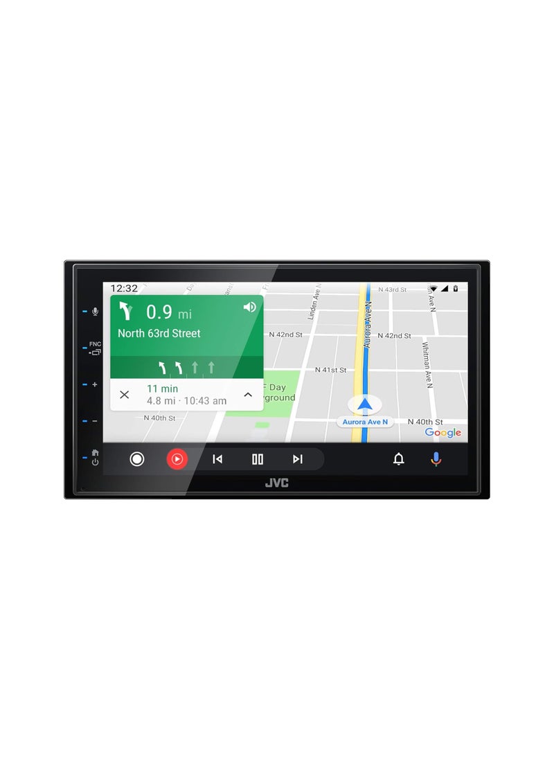 JVC - JVC KW-M560BT Apple CarPlay Android Auto Multimedia Player w/ 6.8" Capacitive Touchscreen, Bluetooth Audio and Hands Free Calling, MP3 Player, Double DIN, 13-Band EQ, SiriusXM, AM/FM Car Radio - Image 1