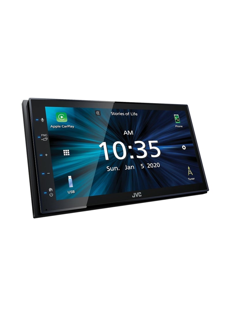 JVC - JVC KW-M560BT Apple CarPlay Android Auto Multimedia Player w/ 6.8" Capacitive Touchscreen, Bluetooth Audio and Hands Free Calling, MP3 Player, Double DIN, 13-Band EQ, SiriusXM, AM/FM Car Radio - Image 1