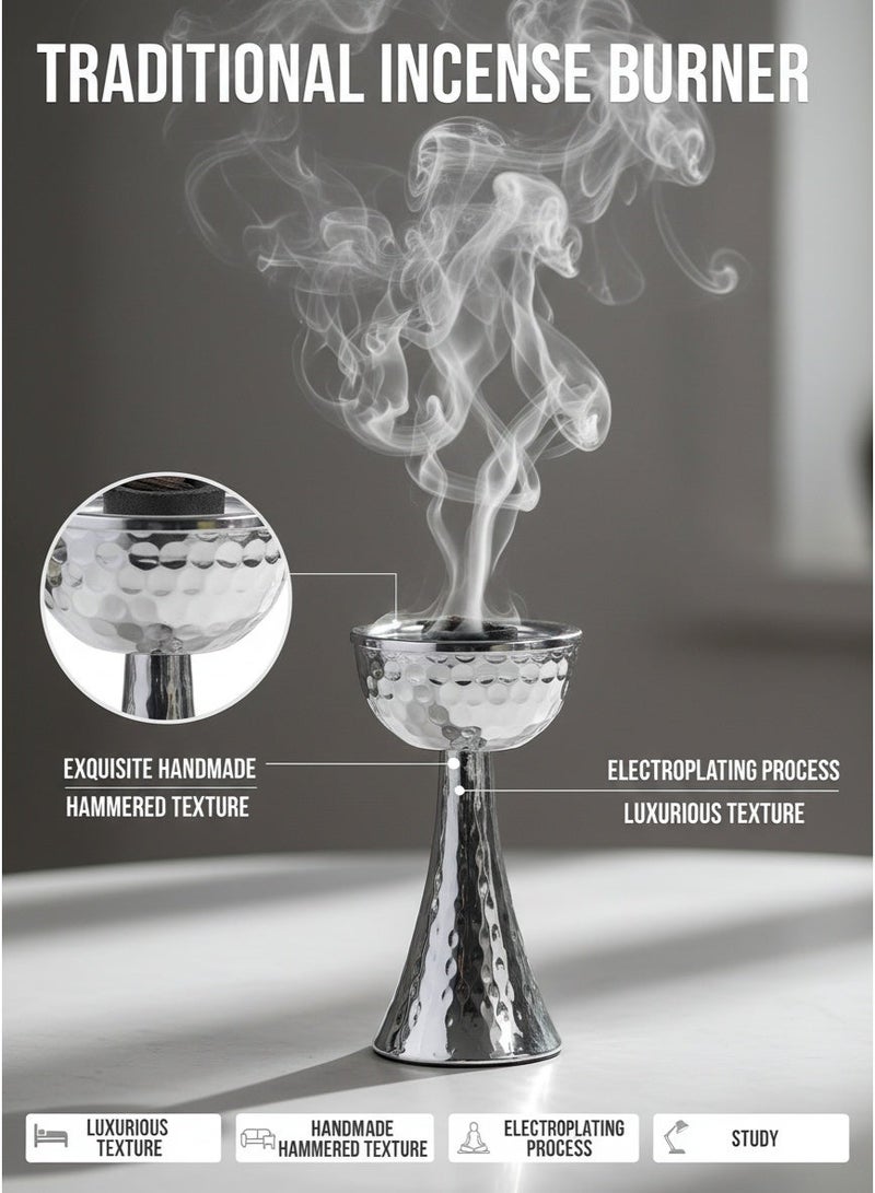 Metal Incense Burner/Bakhoor Burner/Incense Holder/Gold Aroma Diffuser, Simple Hammered Design, Electroplating Process, Exquisite Craftsmanship, Suitable For Home Decoration, Living Room, Bedroom/Best Friend Gift - Image 2
