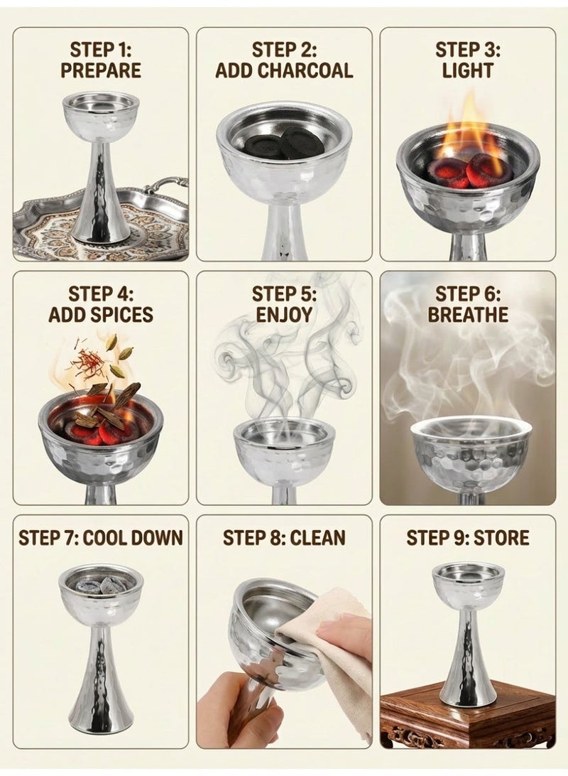 Metal Incense Burner/Bakhoor Burner/Incense Holder/Gold Aroma Diffuser, Simple Hammered Design, Electroplating Process, Exquisite Craftsmanship, Suitable For Home Decoration, Living Room, Bedroom/Best Friend Gift - Image 3