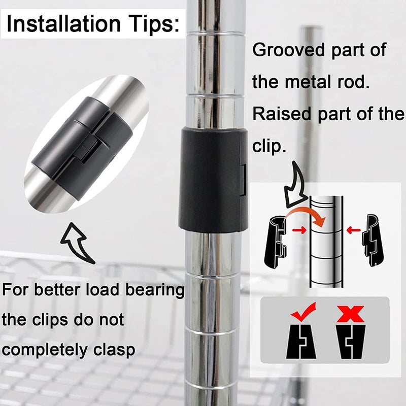 WAFJAMF 26 Pack Wire Shelving Shelf Lock Clips for 1" Post- Shelving Sleeves Replacements for Wire Shelving System - Image 5
