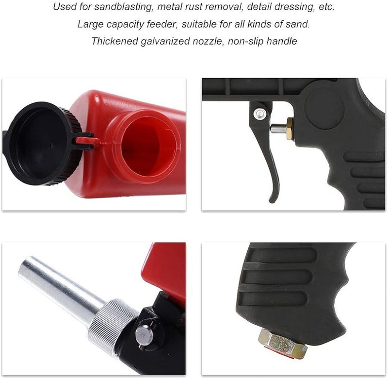 Pneumatic Sandblaster Gun Kit 90PSI Handheld Blasting Tool with 2 Nozzles 6 5mm Spray Hole - Image 5