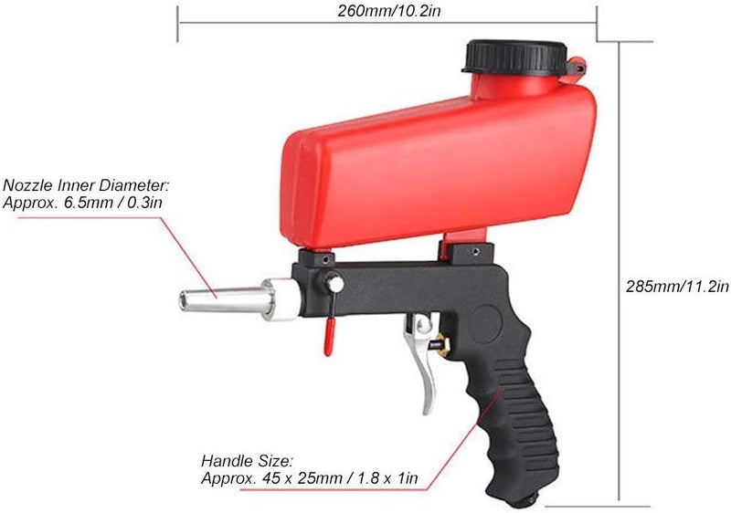 Pneumatic Sandblaster Gun Kit 90PSI Handheld Blasting Tool with 2 Nozzles 6 5mm Spray Hole - Image 3