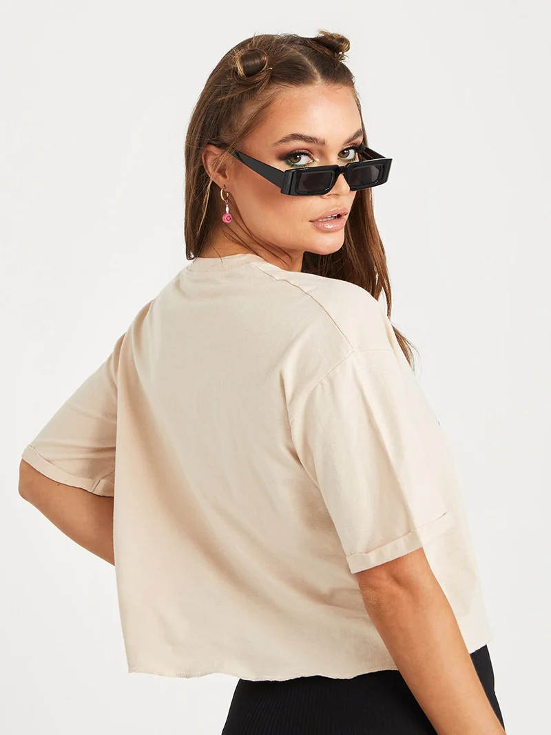 Styli Shorts Sleeves California Eagle Graphic Boxy Crop T-shirt