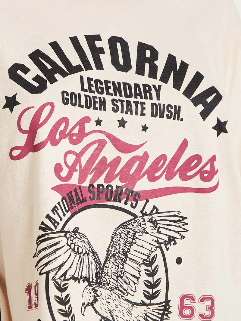 Styli Shorts Sleeves California Eagle Graphic Boxy Crop T-shirt