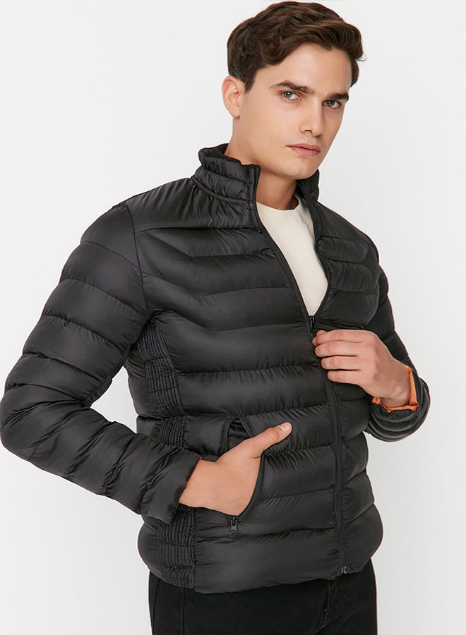 trendyol Black Regular Fit Stand Collar Inflatable Wind Resistant Coat TMNAW23MO00001  - Image 2