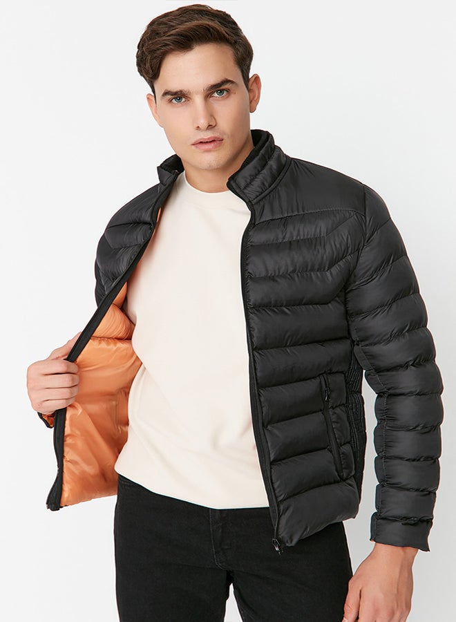 trendyol Black Regular Fit Stand Collar Inflatable Wind Resistant Coat TMNAW23MO00001  - Image 3