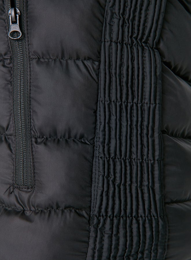 trendyol Black Regular Fit Stand Collar Inflatable Wind Resistant Coat TMNAW23MO00001  - Image 4