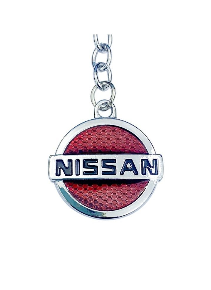 Nissan Nissan Logo Metal Keychain – Stylish Red Emblem, Durable Alloy, Perfect for Car Enthusiasts, Gift Idea for Nissan Owners and Fans  - Image 1