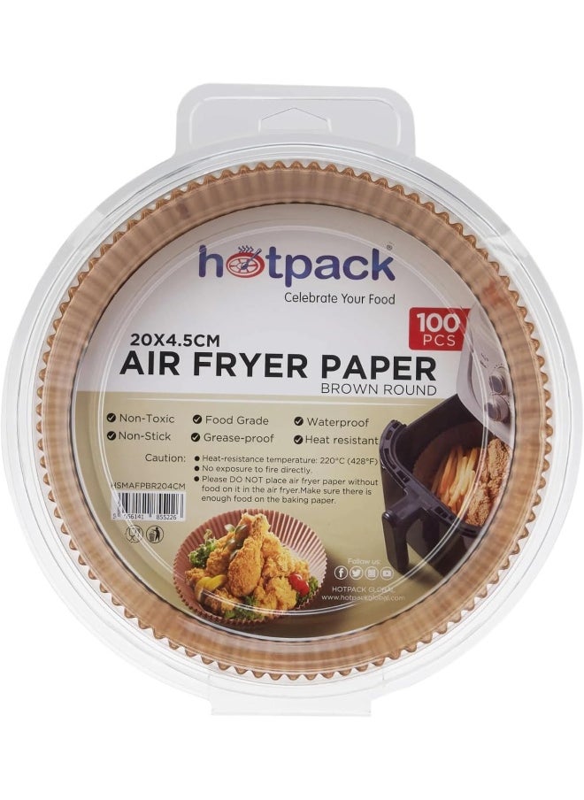 Hotpack ورق مقلاة هوائية هوت باك بني دائري 20x4.5 سم، 100 قطعة  - Image 1