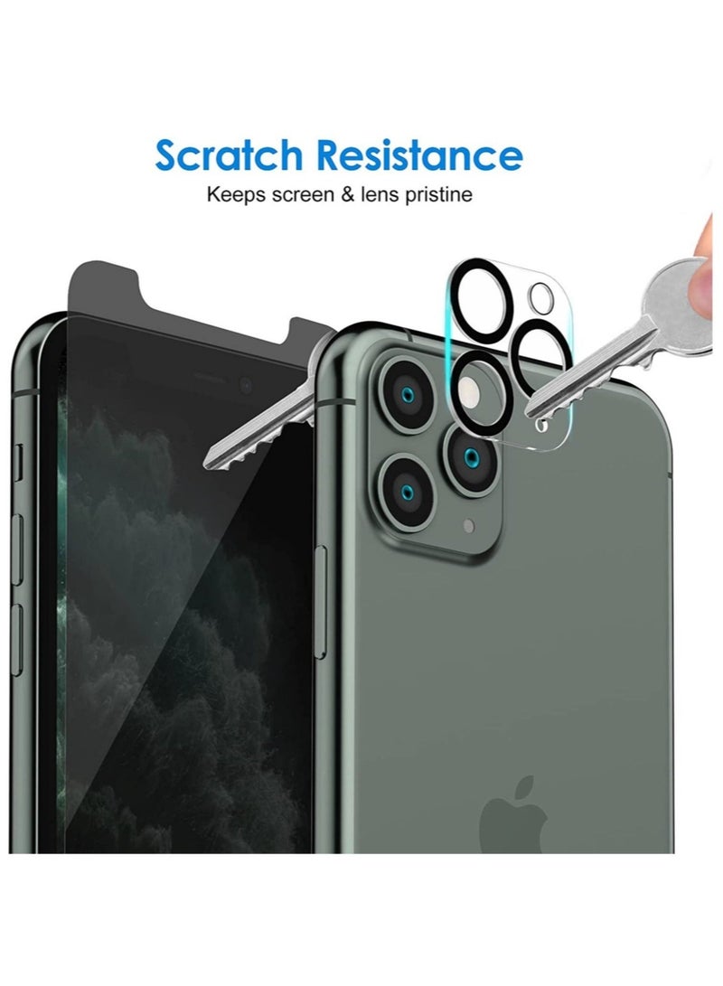 HuHa (2 Pack) for iPhone 12 Privacy Tempered Glass Screen Protector Anti-Scratch with Back Camera glass Alignment Frame Bubble Free Scratch Resistant  - Image 2