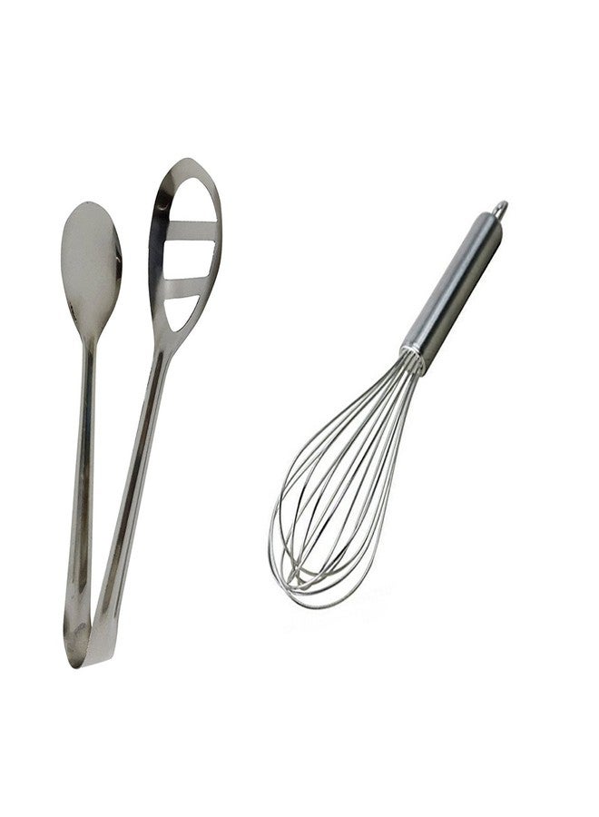 ikarus Whisk,Stainless Steel Whisker/Beater/Egg Whisk/Balloon Whisk and Oval Tong Combo Pack (2 Items) - Image 1