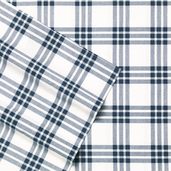 Eddie Bauer Eddie Bauer - Twin XL Sheets  Cotton Percale Bedding Set  Crisp & Cool Home Decor (Navy Plaid  Twin XL)  - Image 4