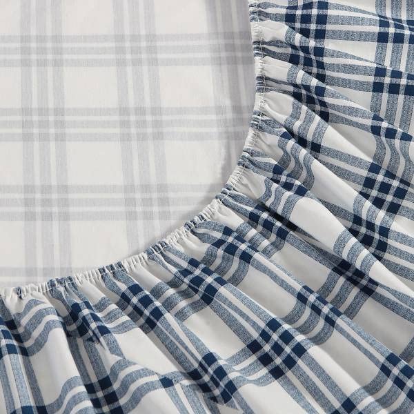 Eddie Bauer Eddie Bauer - Twin XL Sheets  Cotton Percale Bedding Set  Crisp & Cool Home Decor (Navy Plaid  Twin XL)  - Image 5