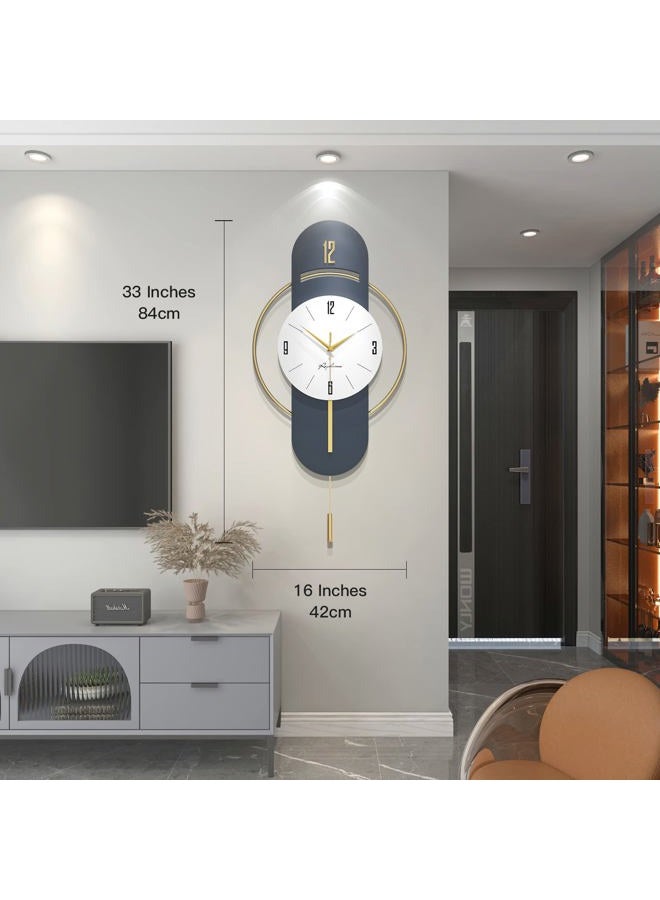 JTWALCLOCK Large Wall Clocks for Living Room Decor Modern Wood Metal Silent Decoration Wall Clock Battery Operated Non-Ticking for Kitchen Bedroom Office Home 16 inch Clock Wall Decor for Indoor House - Image 4