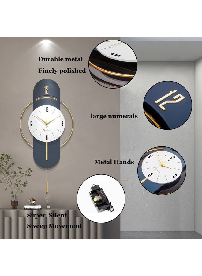 JTWALCLOCK Large Wall Clocks for Living Room Decor Modern Wood Metal Silent Decoration Wall Clock Battery Operated Non-Ticking for Kitchen Bedroom Office Home 16 inch Clock Wall Decor for Indoor House - Image 3