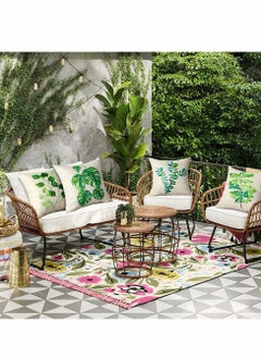 Excefore Tropical Plant Theme Pillowcase, 18 x 18 Inches, Green Leaves Pattern Waterproof Cushion Covers, Perfect to Outdoor Patio Garden Living Room Sofa Farmhouse Decor (Set of 4)  - Image 2