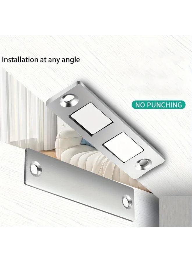 Magnetic Door Lock No Drill Installation Strong Adhesion Sliding Doors Drawers Wardrobes Silvery - Image 5