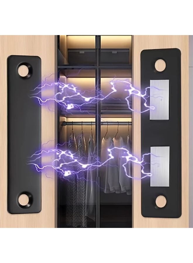 Magnetic Door Lock No Drill Installation Strong Adhesion Sliding Doors Drawers Wardrobes Silvery - Image 2
