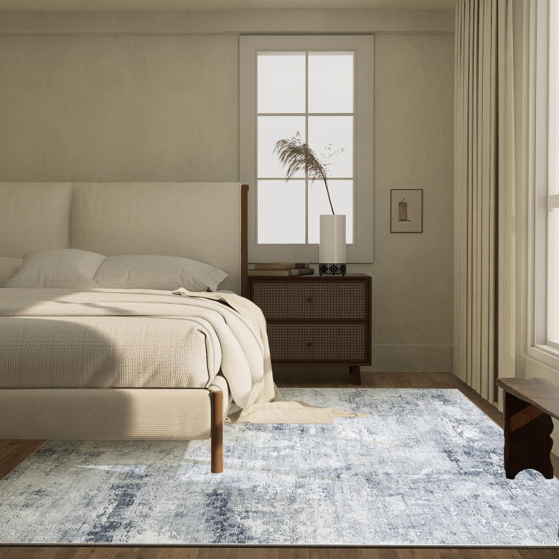 palohom Washable Living Room Area Rug: 5'x7' Bedroom Rug Abstract Distressed Large Rug Stain Resistant Non Slip Low Pile Faux Wool Soft Rugs for Indoor Dining Room Bedside Kitchen Entryway Nursery Dorm Office - Image 2