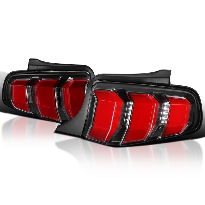 SPECD TUNING Black Tail Lights wRed Sequential LED Turn Signal Compatible with 20102012 Ford Mustang Left Right Pair Assembly