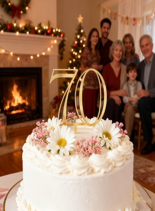 REMAX Gold Acrylic Number 70 Cake Topper, Happy 70th Birthday Cake Decoration, ty Years Old Cake Pick Decoration For 30th Anniversary Celebrating Party Supplies, 6.4 inches (70) - Image 4