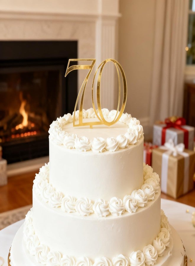 REMAX Gold Acrylic Number 70 Cake Topper, Happy 70th Birthday Cake Decoration, ty Years Old Cake Pick Decoration For 30th Anniversary Celebrating Party Supplies, 6.4 inches (70) - Image 5