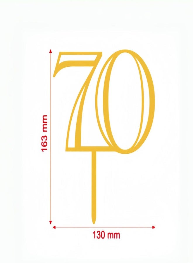 REMAX Gold Acrylic Number 70 Cake Topper, Happy 70th Birthday Cake Decoration, ty Years Old Cake Pick Decoration For 30th Anniversary Celebrating Party Supplies, 6.4 inches (70) - Image 3