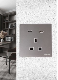 BRILLANT 3pcs USB Dual Port Plug Modern Grey Brilliant  - Image 1