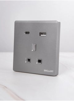 BRILLANT 3pcs USB Dual Port Plug Modern Grey Brilliant  - Image 2
