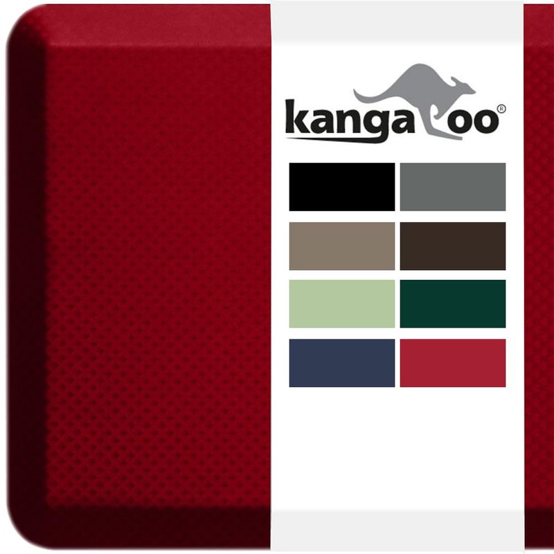 KANGAROO Thick Ergonomic Anti Fatigue Mats for Kitchen Floor Cushioned Standing Office Desk Mat Waterproof Scratch Resistant Topside Supportive All Day Comfort Padded Foam Rugs 17x24 Red