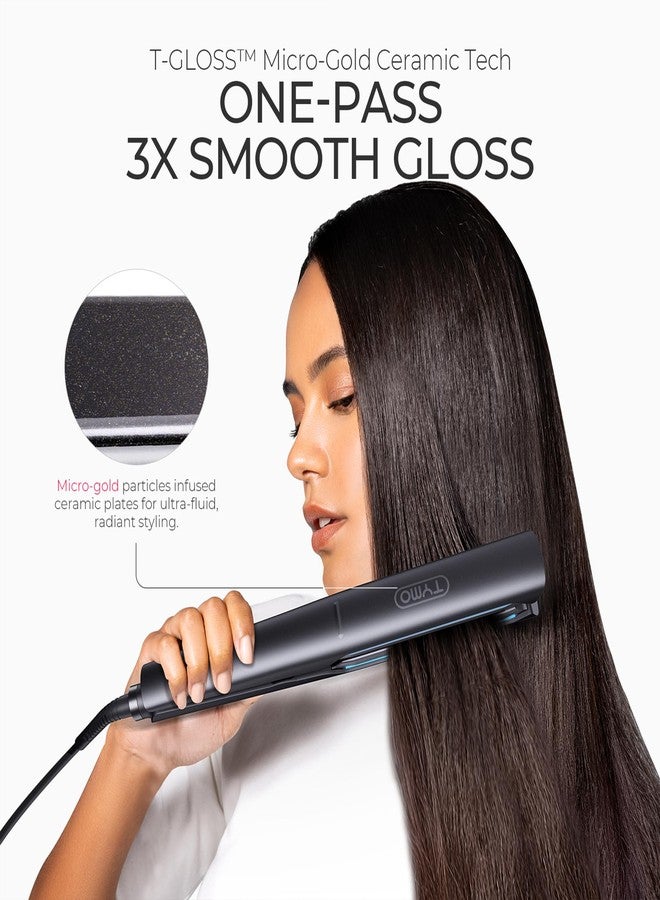 TYMO 2.0 Flat Iron Hair Straightener for Women - 1” Long Ceramic Professional 2 in 1 Straightener and Curler for Fast, Smooth Styling, Innovative Hollow Design to Boost Curls, 500M Ionic, Black - Image 2