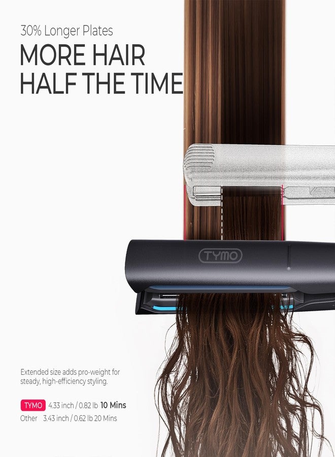 TYMO 2.0 Flat Iron Hair Straightener for Women - 1” Long Ceramic Professional 2 in 1 Straightener and Curler for Fast, Smooth Styling, Innovative Hollow Design to Boost Curls, 500M Ionic, Black - Image 3