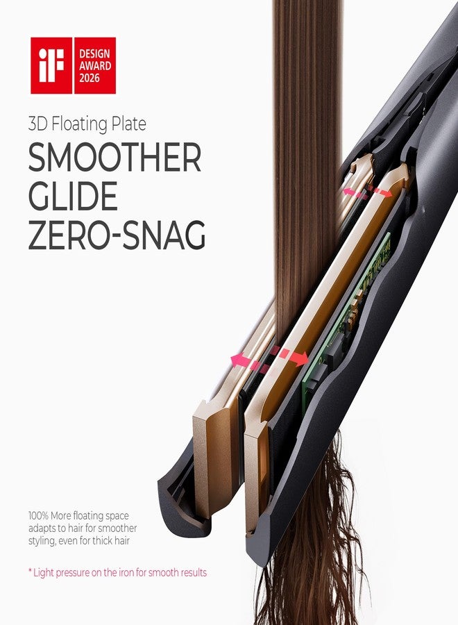 TYMO 2.0 Flat Iron Hair Straightener for Women - 1” Long Ceramic Professional 2 in 1 Straightener and Curler for Fast, Smooth Styling, Innovative Hollow Design to Boost Curls, 500M Ionic, Black - Image 5