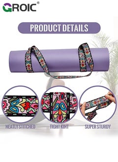 GROIC 2 Pcs Yoga Mat Strap Sling Adjustable Thick Yoga Mat Carrier Stretching Strap Yoga Mat Sling Holder Women Stretching Band,Yoga Parts  - Image 3