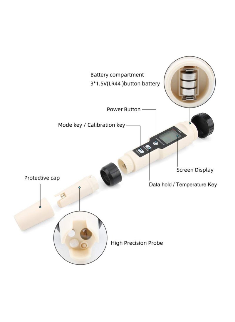 TDS PH Meter PH/TDS/EC/Temperature Meter Digital Water Quality Monitor Tester
