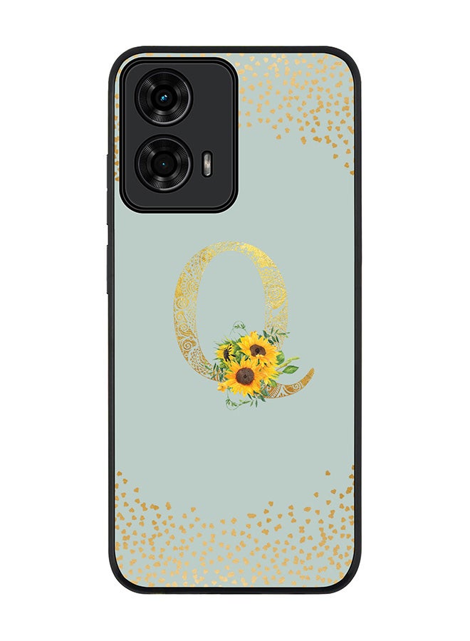 Stylizedd For Motorola Moto G24 / G24 Power Case,Slim fit Camera Protection, Shockproof Thin Phone cover - Custom Floral Monogram - Q (Light Grey ) - Image 1