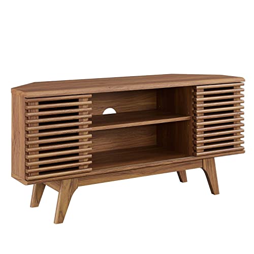 Modway Render MidCentury Modern Low Profile Corner Media TV Stand in Wal 15 x 46 x 23