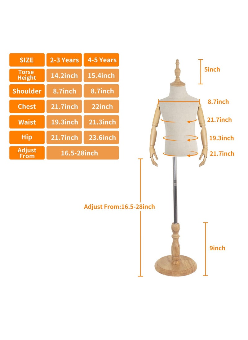 Hihonor Child Mannequin Tailors Dummy Model Adjustable Height Body Manikins Half-length With Arms Model Props Support Structure Show Clothes Children's Clothing Store  - Image 5