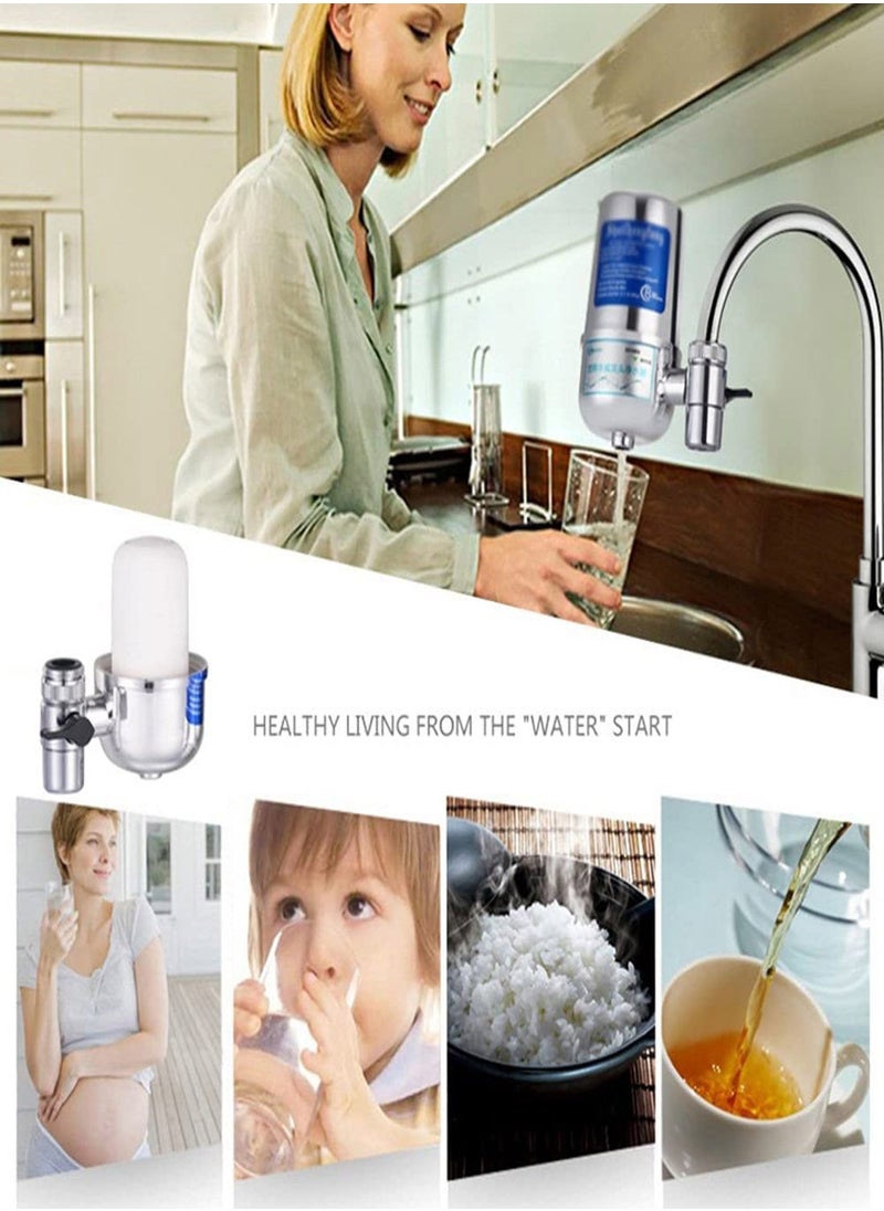 Y&D - Faucet Water Filter 8 Layer Purification Ceramics Remove Heavy Metals Fluoride Suitable for Most Taps Reduce Chlorine Speedy Flow Double Outlet Filtration to Improve Hard Wate - Image 1