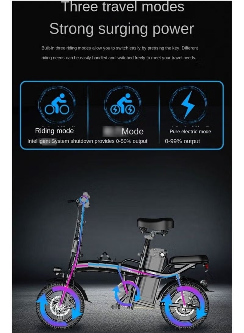 Gasin Electric Folding Bike for Adults, 400W Motor, 48V 20Ah Battery, 80KM Range, 14" Fat Tires, Portable E-Bike for Urban, Beach & Off-road Use  - Image 4
