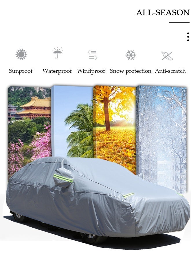 DUNISO Full Car Covers Sunscreen UV Protection Indoor Outdoor Sunscreen Heat Protection DustWind/Water/Weatherproof Anti-Uv Scratch-Resistant Sedan Universal Suit - Image 4