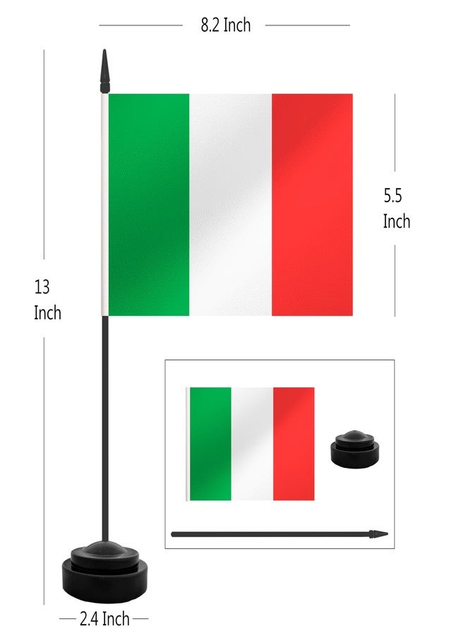 TrendPow 2 Pack Italy Desk Flag, Italian Table Office Flags, Small Miniature Desktop Flag With 12"" Solid Black Pole and Black Base, Classroom, Offices Meeting Desk Decoration (Italy) - Image 2