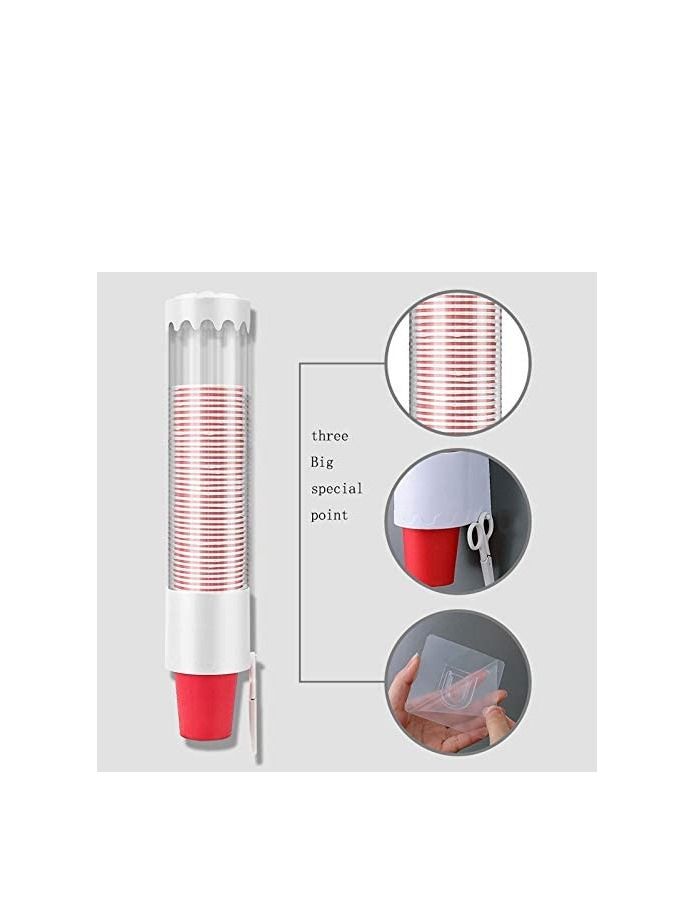 Dispenser Paper Water Disposable Cup Holder Pull Type, Anti-Dust Wall Mount Automatic Plastic Cups Rack Box Container for Home Office - Image 4