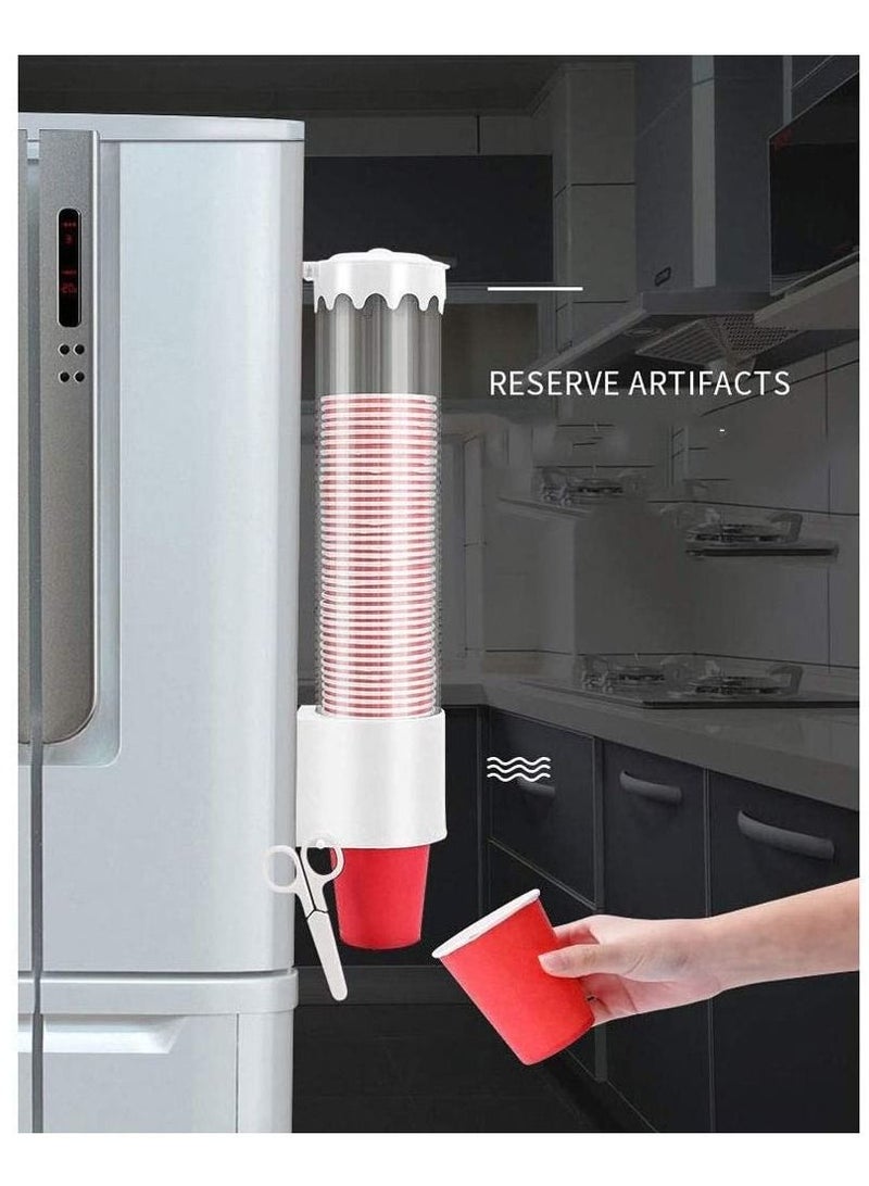 Dispenser Paper Water Disposable Cup Holder Pull Type, Anti-Dust Wall Mount Automatic Plastic Cups Rack Box Container for Home Office - Image 1